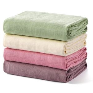 MomCozy Bamboo Cotton Blend Muslin Swaddle Blankets Set of 3